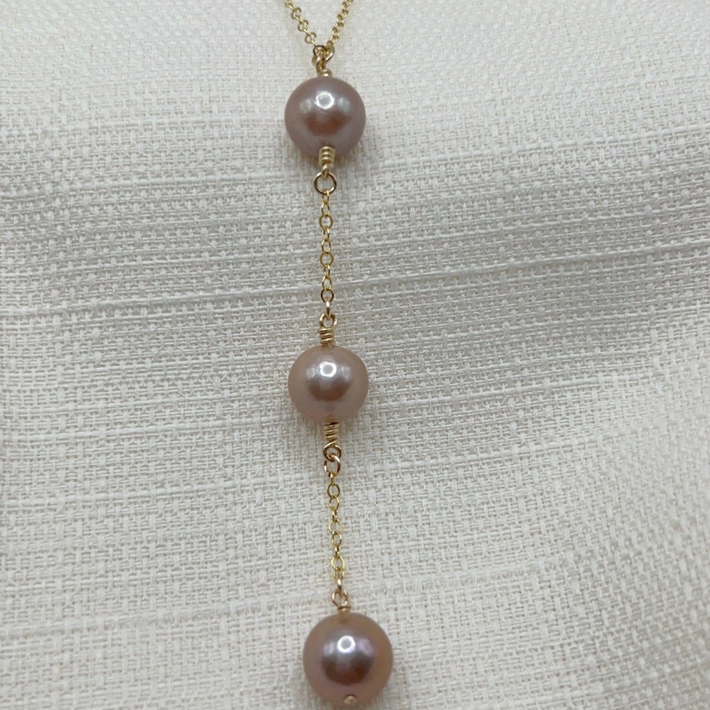 Triple Edison Pearls Lariat