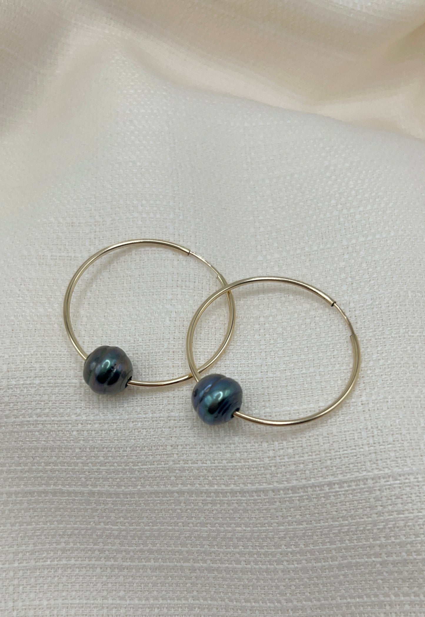 Tahitian Pearl Floating Hoop Earrings