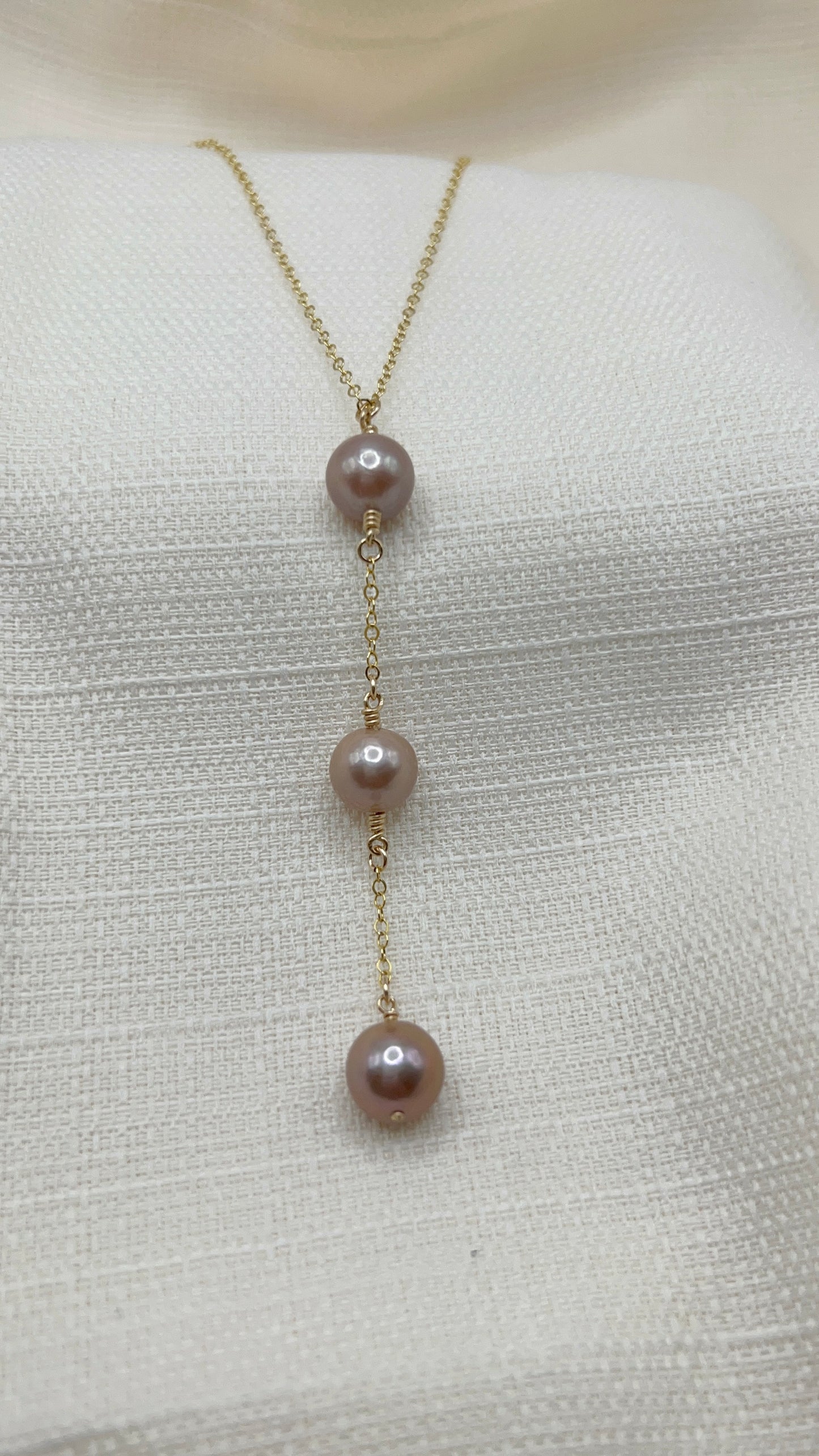 Triple Edison Pearls Lariat