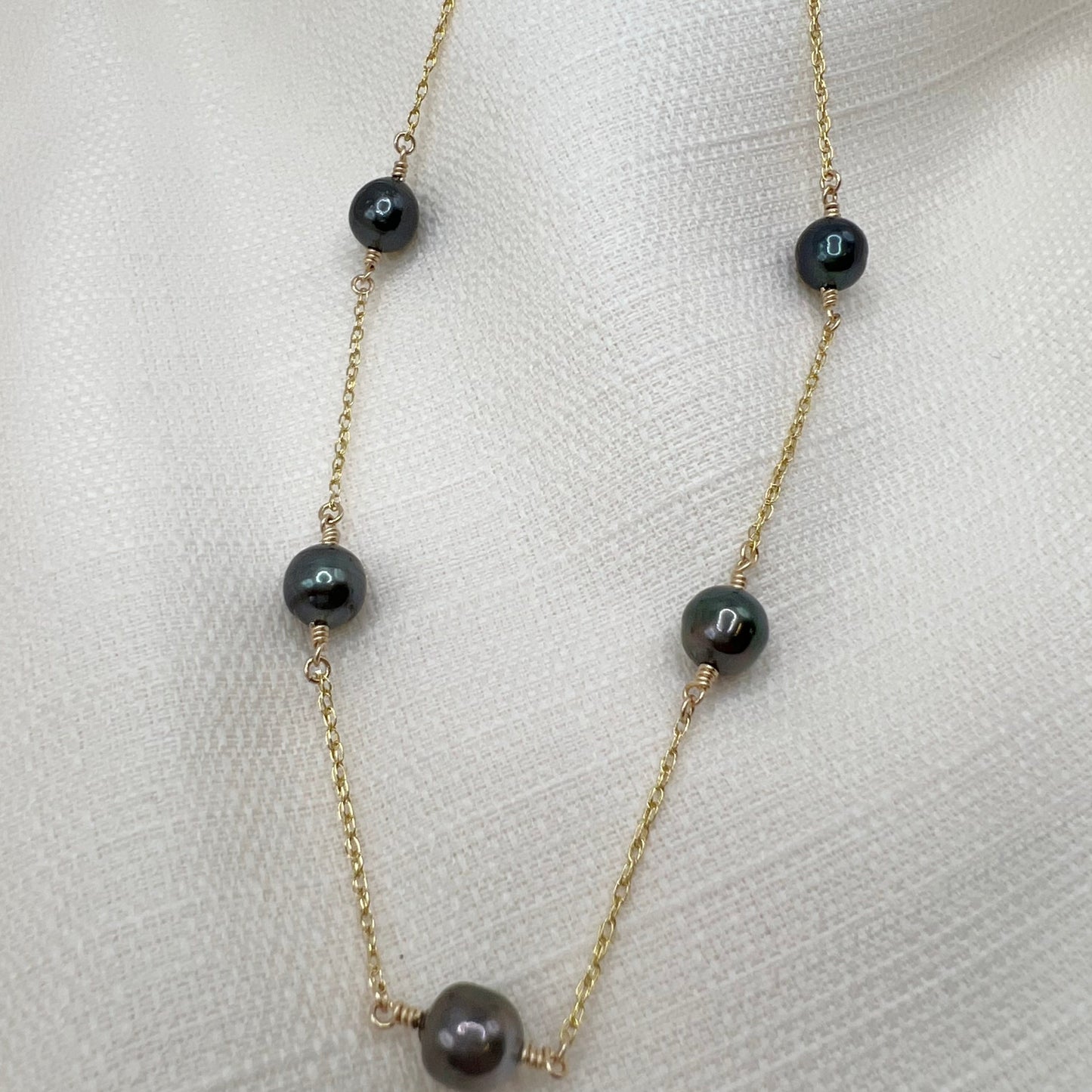 Tahitian Pearl Station Necklace